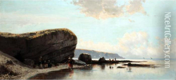Fishing In The Shallows Oil Painting - Achille Dovera