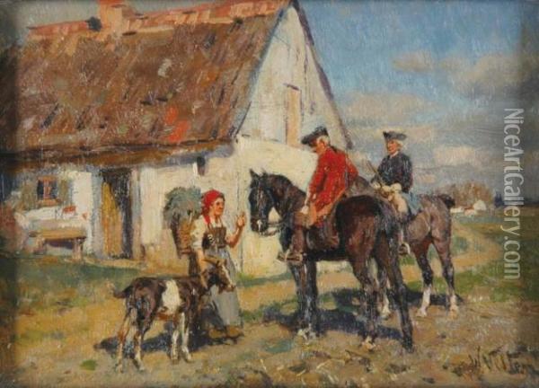 The Horsemen Oil Painting - Wilhelm Velten