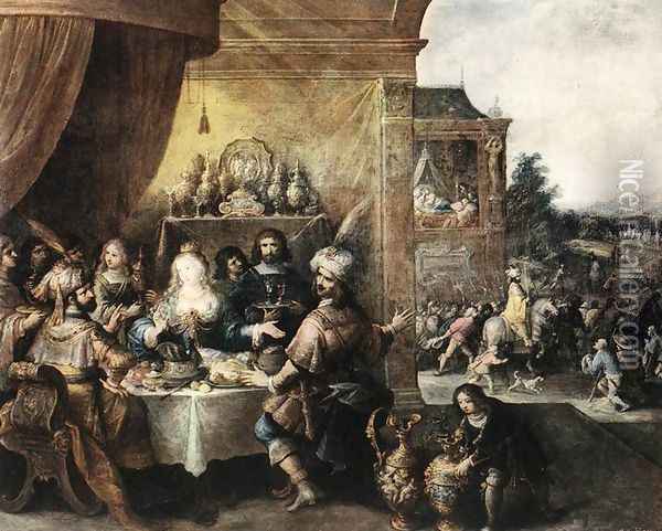 Feast of Esther Oil Painting - Frans the younger Francken