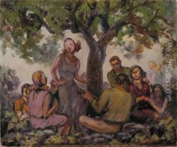 Gathering In The Park Oil Painting - Alphonse Palumbo