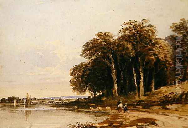 River Landscape Oil Painting - John Varley