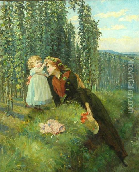 Motherly Love Oil Painting - Charles Russell