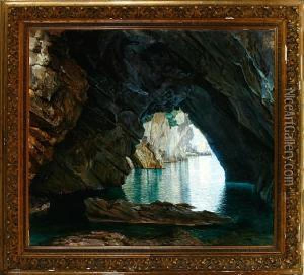 A Cave In Vico Equensa Outside Napoli Oil Painting - Hans Gyde Petersen