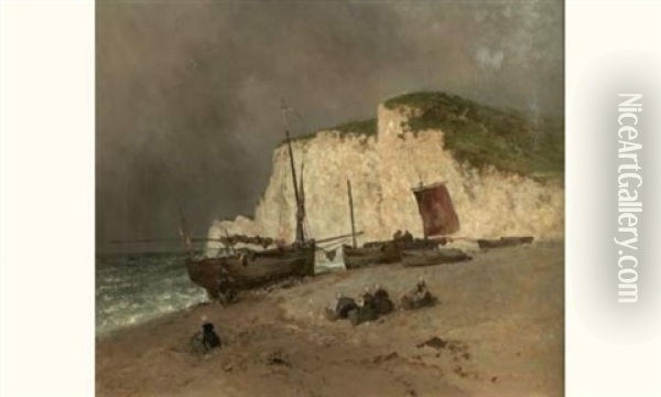 La Plage Oil Painting - Eugene Ciceri