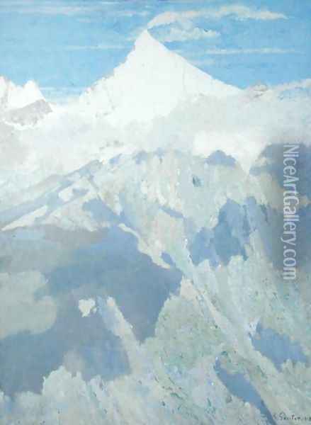 The Weisshorn, 1918 Oil Painting - George Sauter