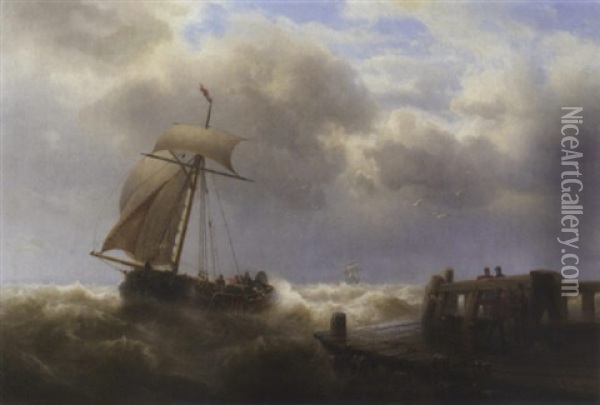 Stormy Weather Oil Painting - Franz Johann (Wilhelm) Huenten