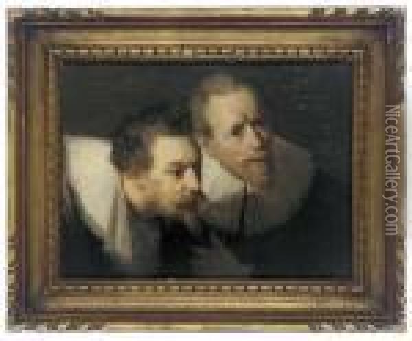 A Study Of The Heads Of Mathijs Kalkoen And Jacob De Witt Oil Painting - Rembrandt Van Rijn