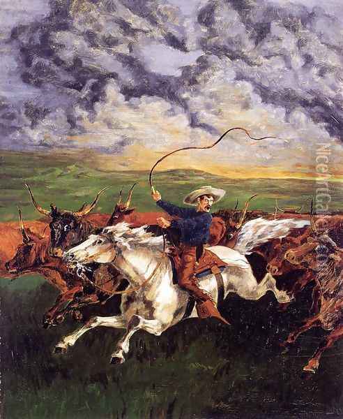 Prarie Fire Oil Painting - Frederic Remington