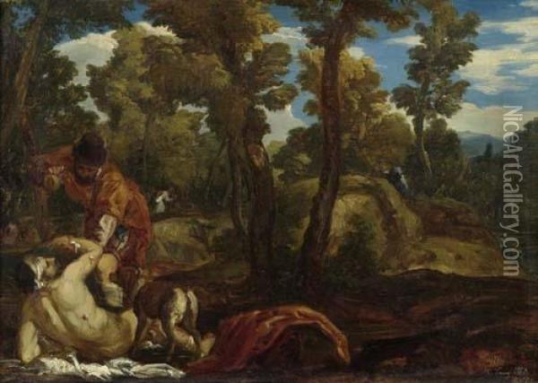 The Good Samaritan. 1860. Oil Painting - Robert Zund