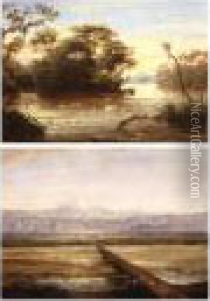 Los Chorros De Los Alisos En El 
Valle De La Escaba; View Of San Fernando Del Valle De Catamarca: A Pair 
Of Paintings Oil Painting - Adolf Methfessel