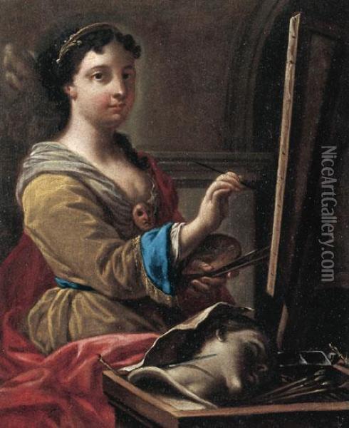 Allegorie De La Peinture. Oil Painting - Francesco de Mura