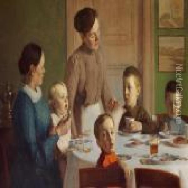 At The Lunch Tabel Oil Painting - Carl Vilhelm Meyer
