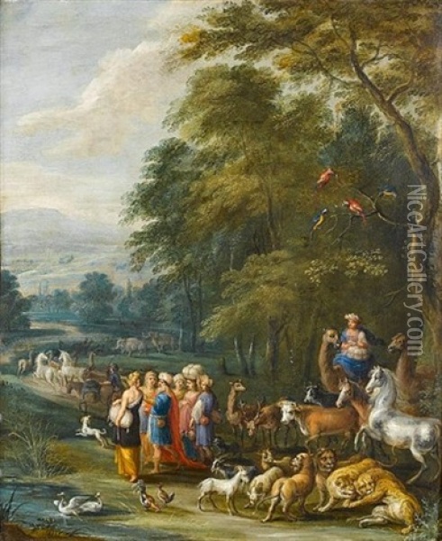Noah Gathering The Animals Oil Painting - Engelbert Ergo