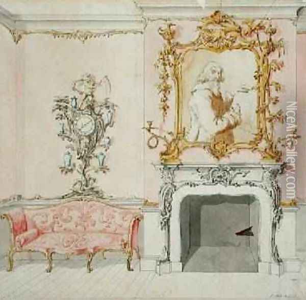 Proposal for a drawing room interior 1755-60 Oil Painting - John Linnell
