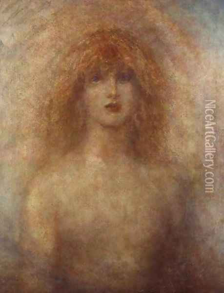 Uldra, The Scandinavian Spirit of the Rainbow in the Waterfall, 1884 Oil Painting - George Frederick Watts