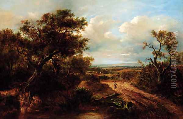 Figures on a country lane Oil Painting - Joseph Thors
