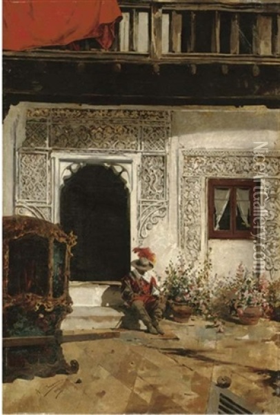 A Sleeping Sentry Oil Painting - Angel (Monedero) Lizcano y Esteban