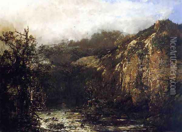 A Mountain Stream from the Foot of Mt. Carter, New Hampshire Oil Painting - William Louis Sonntag