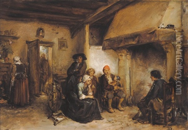 Het Verhaal Van De Jager Oil Painting - Jean Baptiste Madou
