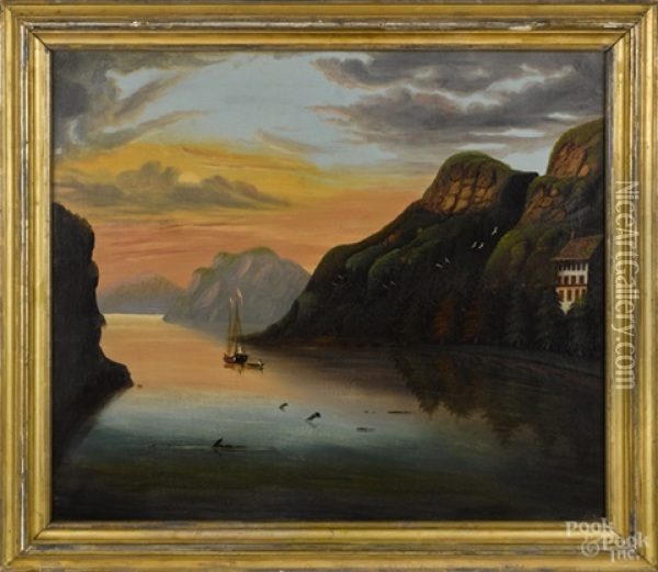 Hudson River Scene, Sabbath Day, Lake George Oil Painting - Thomas Chambers