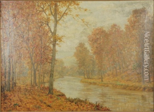 Fall Landscape With Stream Oil Painting - Eugene Alonzo Poole