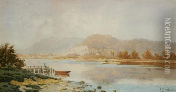Riverferry Oil Painting - Henri Tebbitt