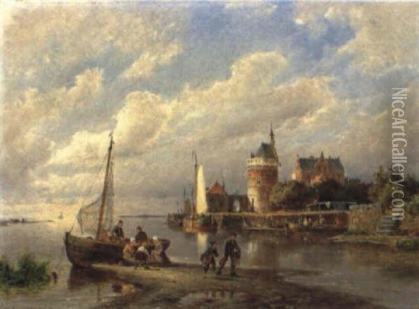 Ansicht Von Hoorn In Holland Oil Painting - Pieter Cornelis Dommershuijzen