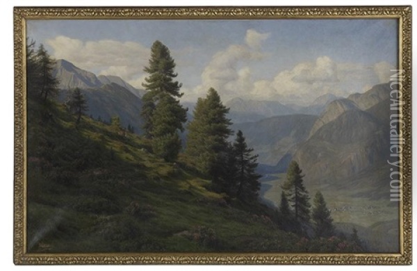 Mountain Pines Oil Painting - Henrik Gamst Jespersen