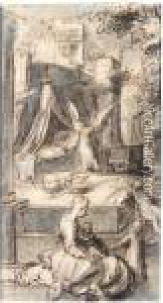 The Angel Appearing To Joseph In A Dream (matthew, 1:18-25) Oil Painting - Karel Van Mander