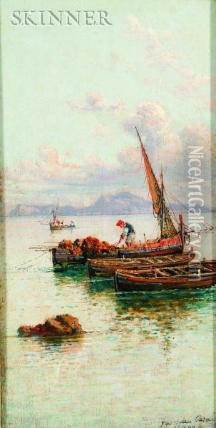 Off The Coast Of Capri Oil Painting - Giuseppe Carelli