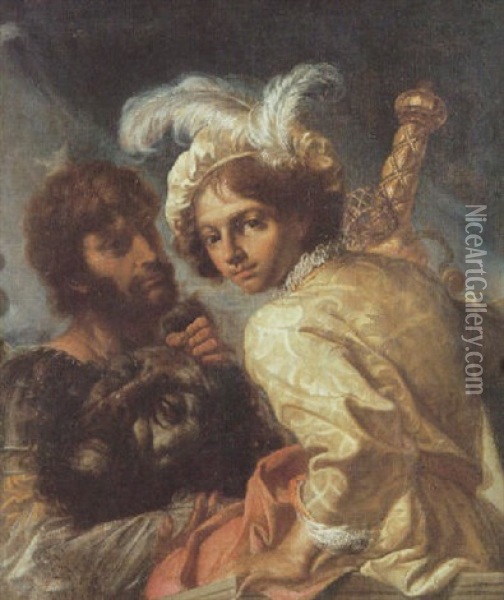 David And The Head Of Goliath Oil Painting - Antonio Bellucci