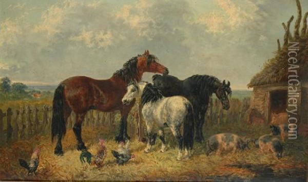 Horses Infarmyard Oil Painting - John Frederick Herring Snr