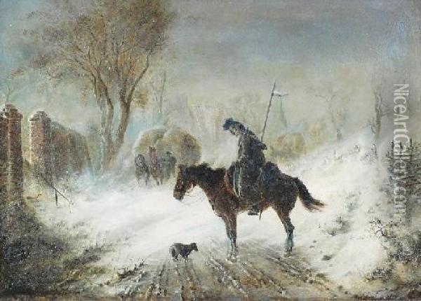 W Zamieci Zimowej Oil Painting - Hermann Kauffmann