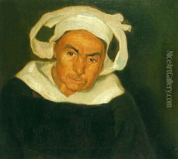 Head of a Breton Woman (Cabeza de mujer bretona) 1910 Oil Painting - Diego Rivera