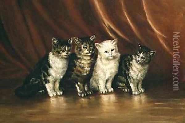 Four Cats Oil Painting - Ethel Leigh