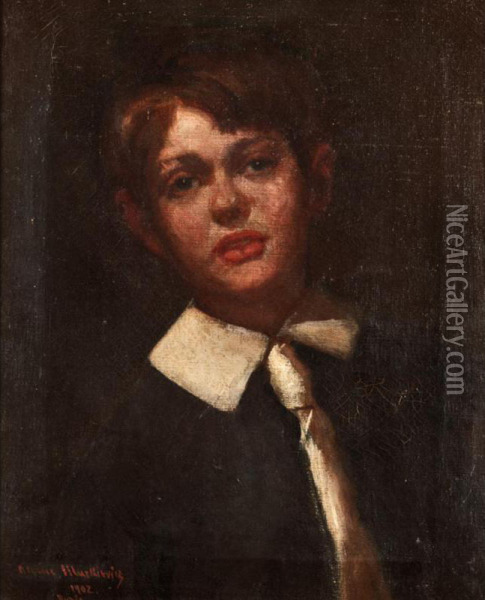 Portrait Of A Boy Oil Painting - Casimir Dunin, Count Markiewicz