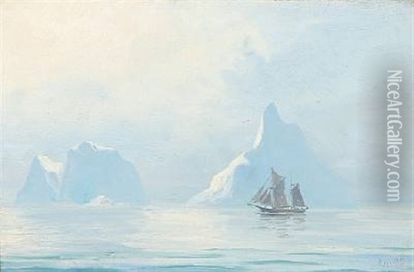 View From Greenland Oil Painting - Emanuel A. Petersen