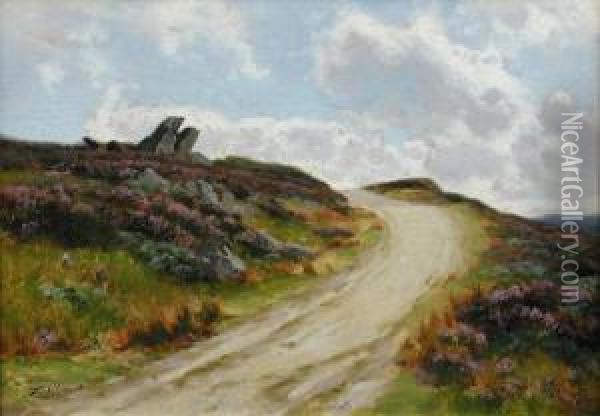 On Thedenbigh Moors Oil Painting - Alfred Oliver