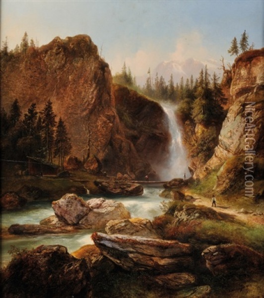 La Cascade Oil Painting - Ludwig Neelmeyer