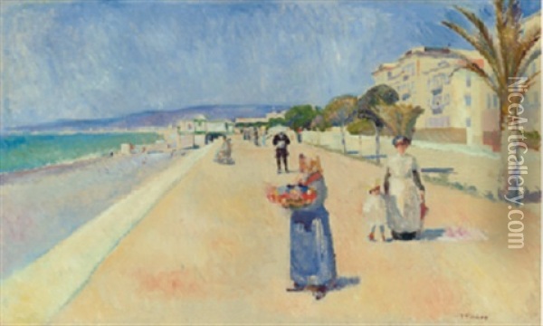 La Promenade Des Anglais, Nice Oil Painting - Edvard Munch