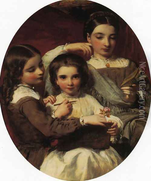 Portrait of the Russell Sisters Oil Painting - James Sant