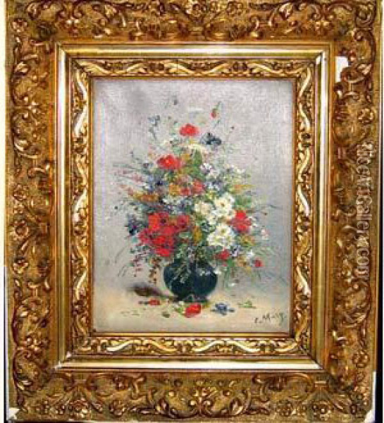  Vase De Fleurs  Oil Painting - Eugene Henri Cauchois