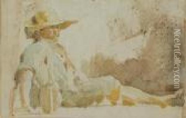 Raffiguranti Uomo Seduto Con Cappello E Due Teste Femminili Oil Painting - Tullio Quinzio