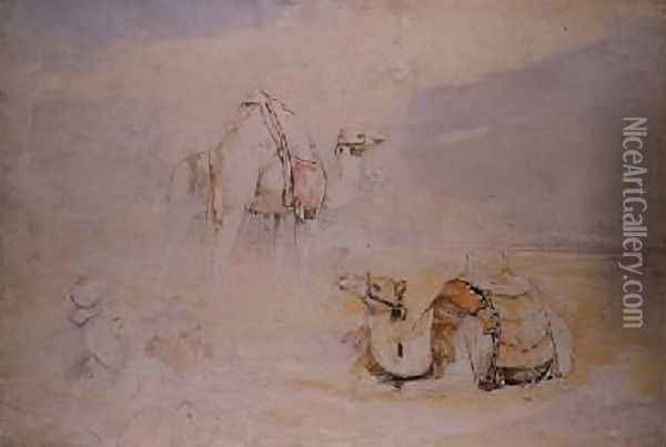 Study for A Halt in the Desert Oil Painting - John Frederick Lewis