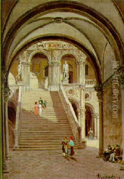 Treppenaufgang Im Palazzo Oil Painting - Antonietta Brandeis