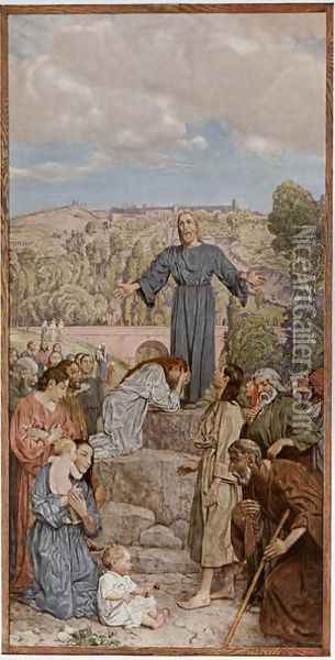 Christ preaching, illustration from Festkalender published in Leipzig c.1910 Oil Painting - Hans Thoma