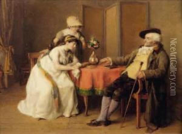 Couple Attable Oil Painting - Jean-Baptiste Madou
