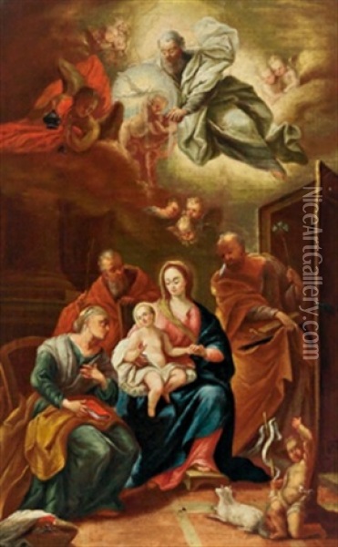 Die Heilige Familie Mit Dem Johannesknaben, Joachim Und Anna Oil Painting - Daniel Gran