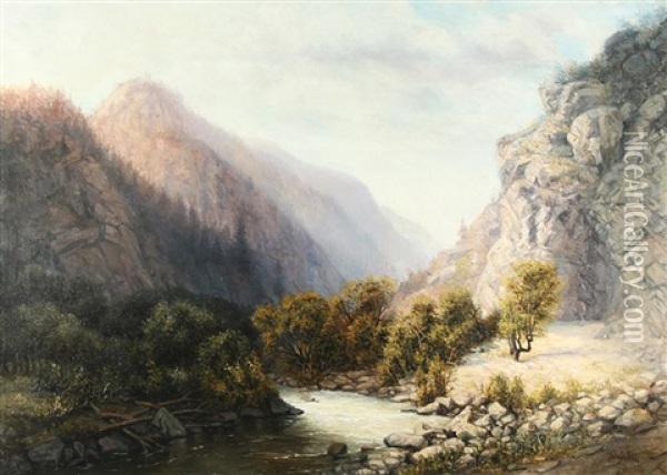 Mountain Landscape Oil Painting - Il'ia Nikolaevich Zankovskii