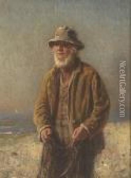 Fisherman With His Nets. Oil Painting - Lemuel D. Eldred